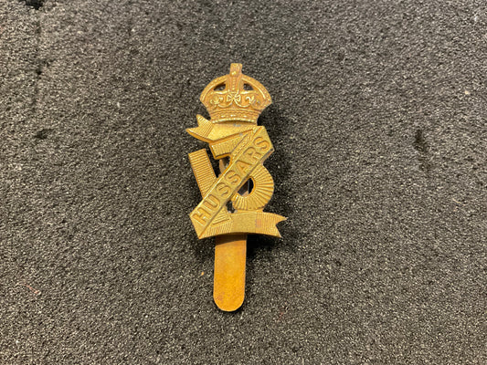 13th Hussars other ranks cap badge, long rear slider.