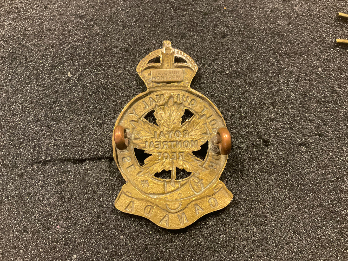 WW1 CEF 14th Infantry Batt (Royal Montreal Regt) cap badge by Gaunt.