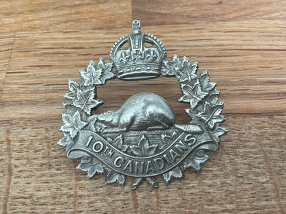 WW1 10th Battalion, Canadian Expeditionary Force, “The 10th Canadians.” W/m cap badge by HICKS.