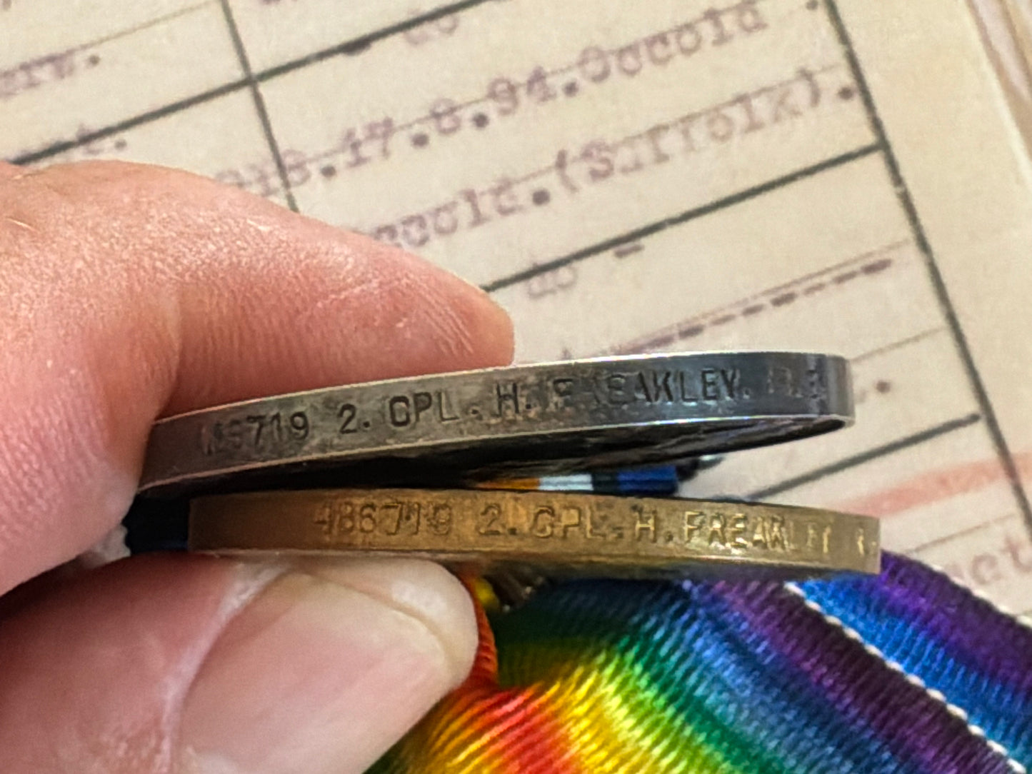 WW1 P.O.W Pair; Cpl Freakley, 470th (North Midland) Field Company R.E