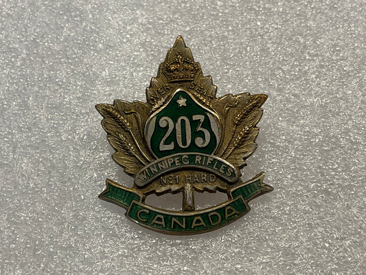 WW1 CEF 203rd Winnipeg Rifles sweetheart made by Birks.