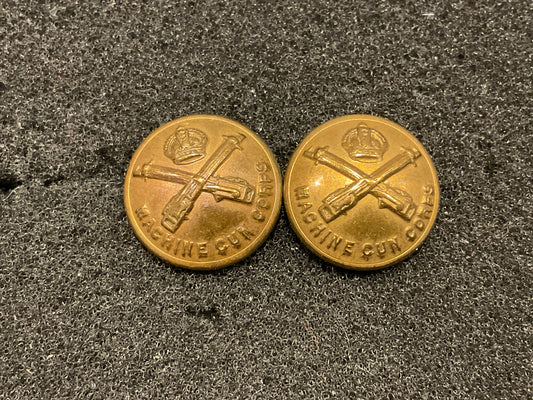 WW1 Machine Gun Corps 15mm hat buttons (matching pair)