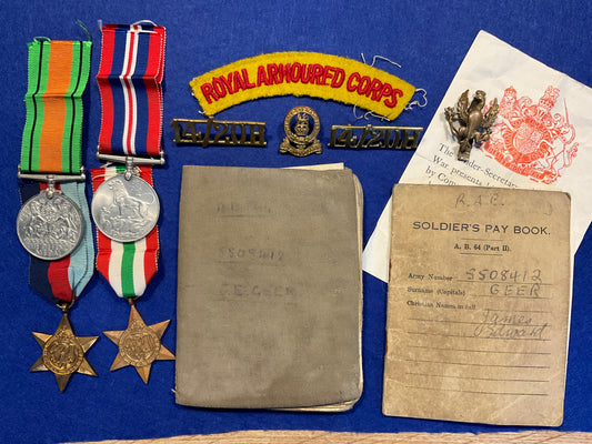 WW2 14/20th Hussars, Medals, Pay books & Insignia (Sherman Tanks)