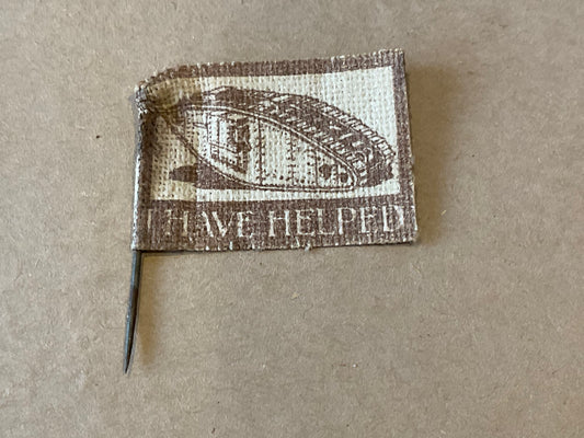 WW1 Patriotic Tank Fundraising Badge, made of printed textile.