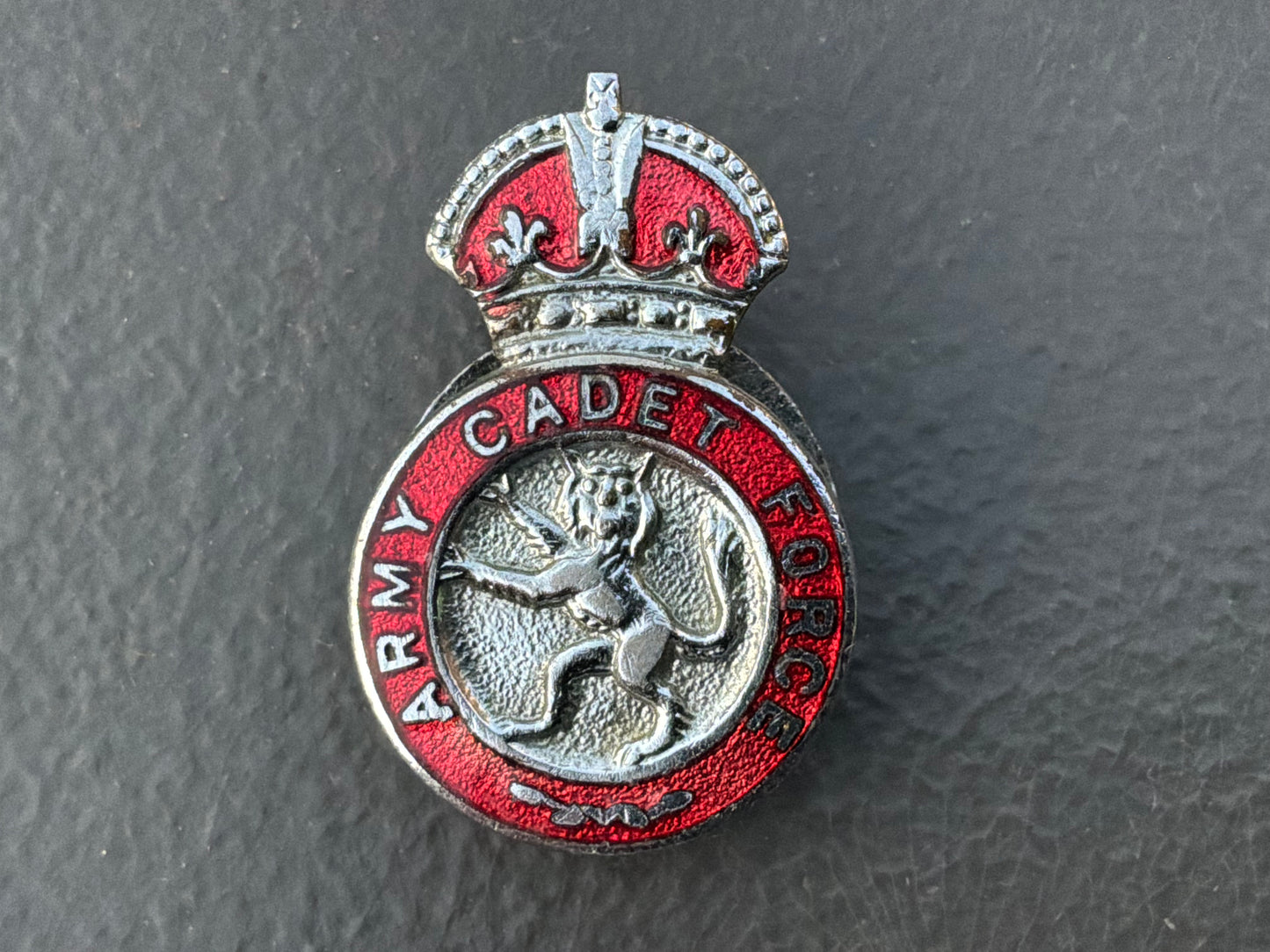 WW2 Army Cadet Force, chrome & red enamel lapel badge