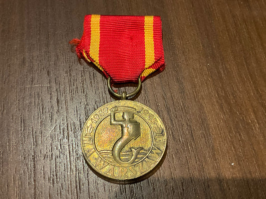 Polish Medal for the Liberation of Warsaw 1939–1945 
 with ribbon