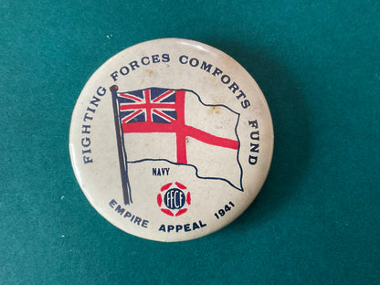 Fighting Forces Comfort Fund 1941 Royal Navy Flag button badge