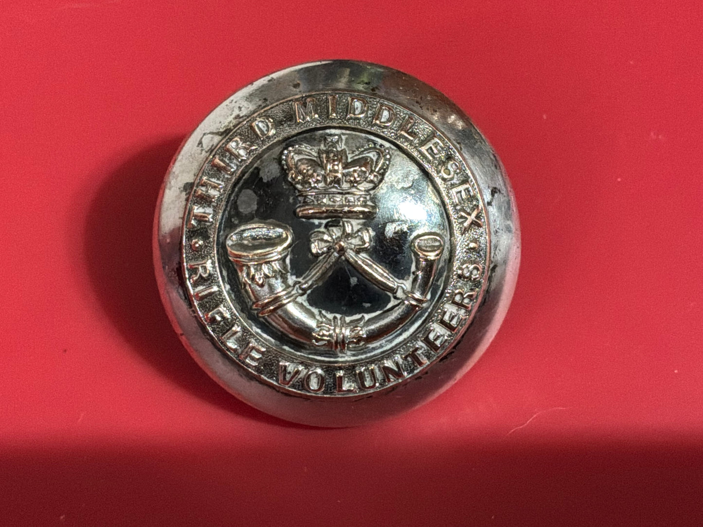 The Third Middlesex Rifle Volunteers officers silver plated button by Samuel.