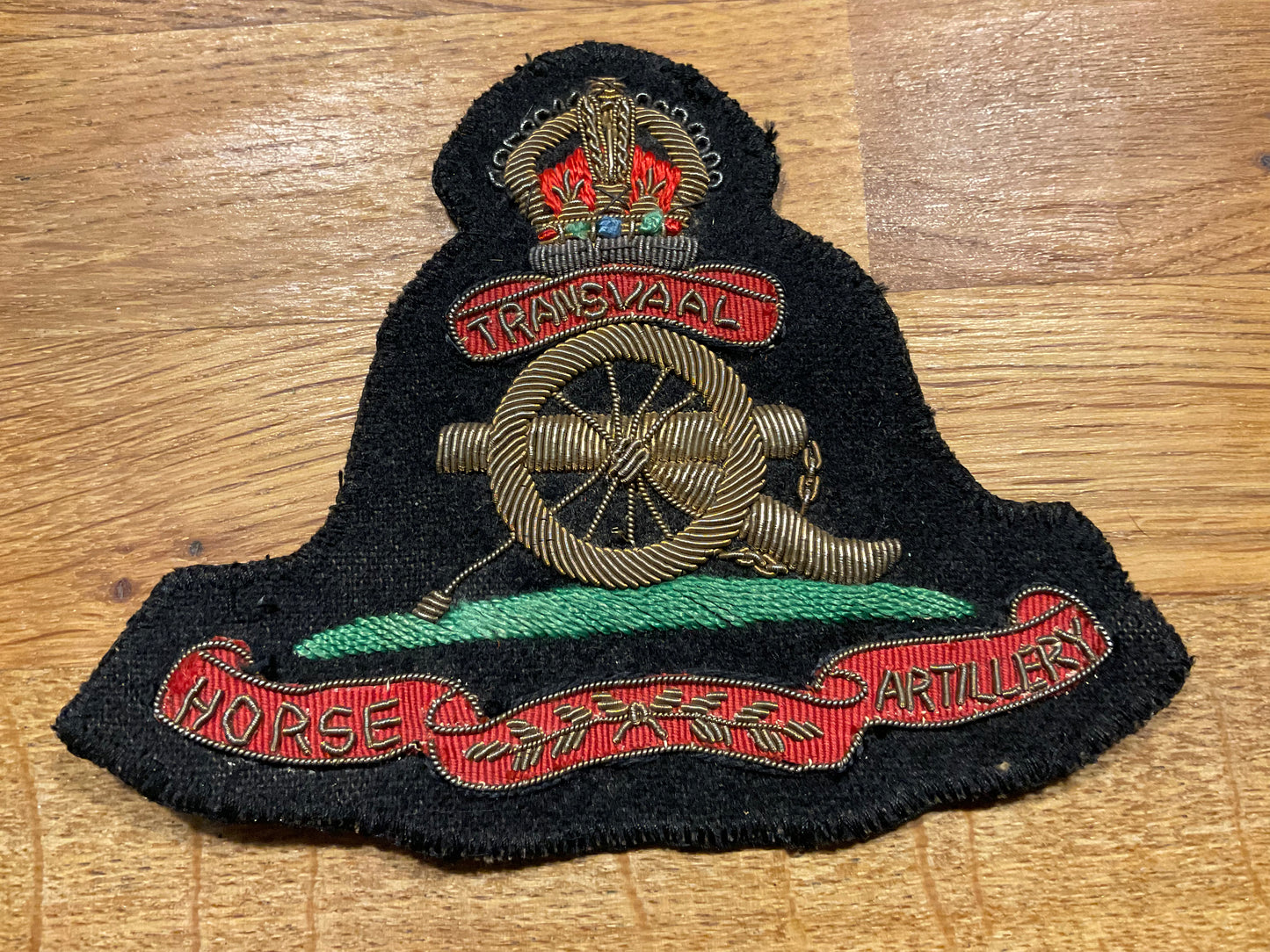 The Transvaal Horse Artillery (THA) Large bullion badge.
