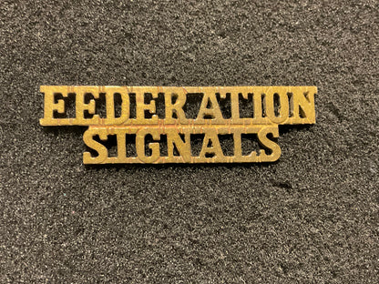1950-60s FEDERATION SIGNALS brass shoulder title