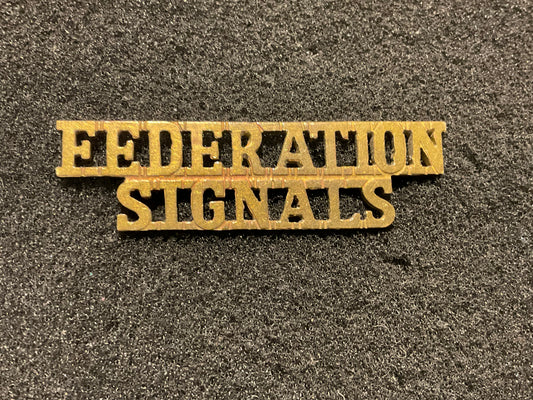 1950-60s FEDERATION SIGNALS brass shoulder title
