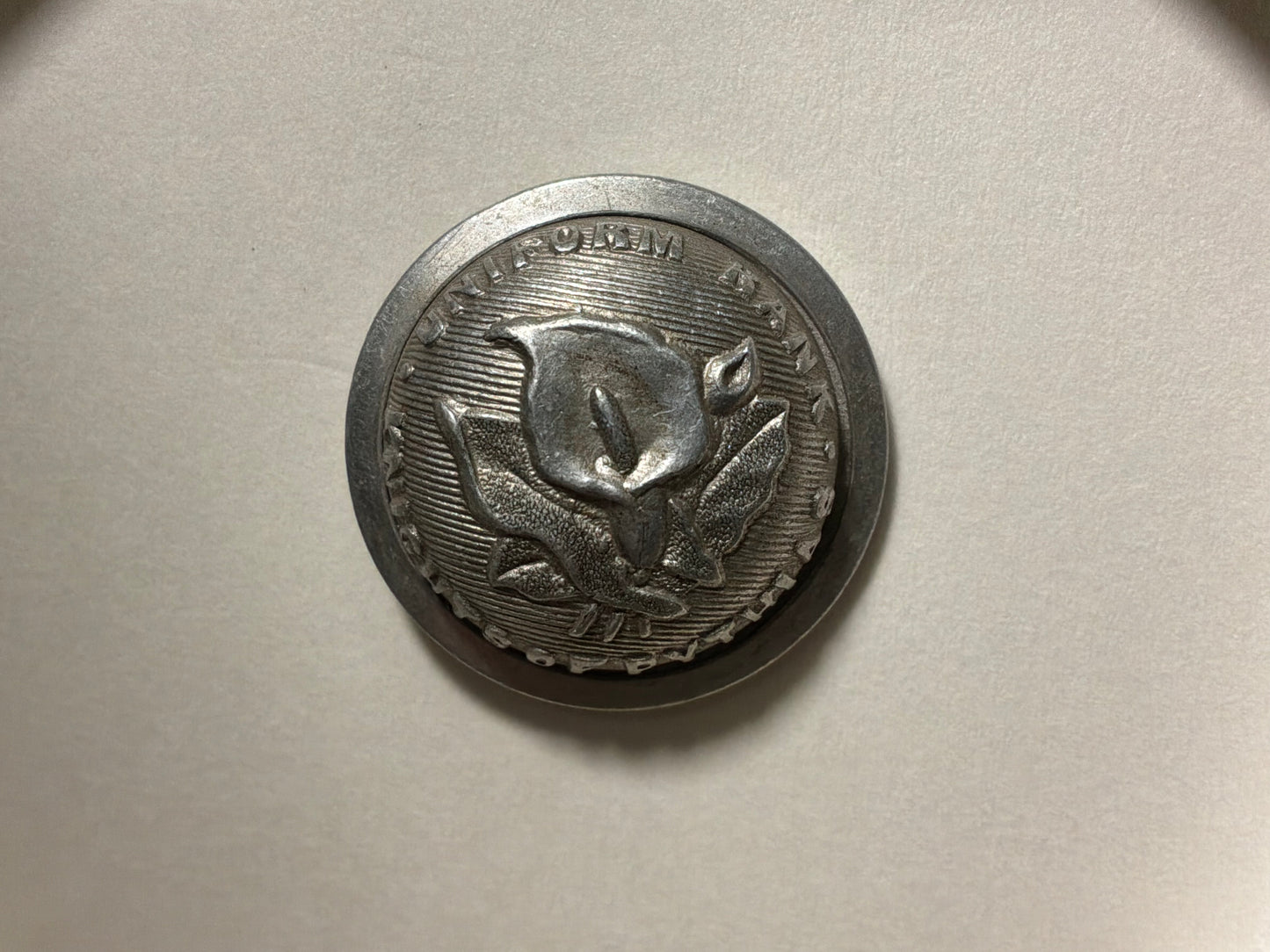 Knights of Pythias, Uniform rank, white metal button circa 1878-90