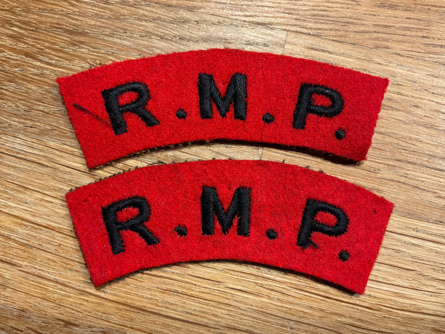 R.M.P (Royal Military Police) cloth shoulder titles