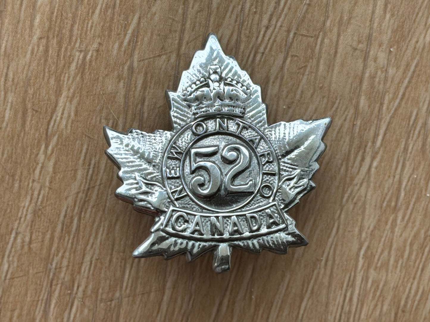 WW1 CEF 52nd Battalion (New Ontario) Regiment collar converted to a Chromed sweetheart.