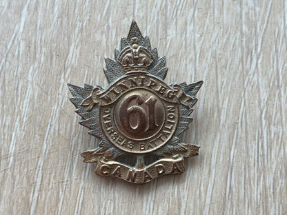 WW1 CEF 61st Battalion (Winnipeg), collar/sweetheart badge.