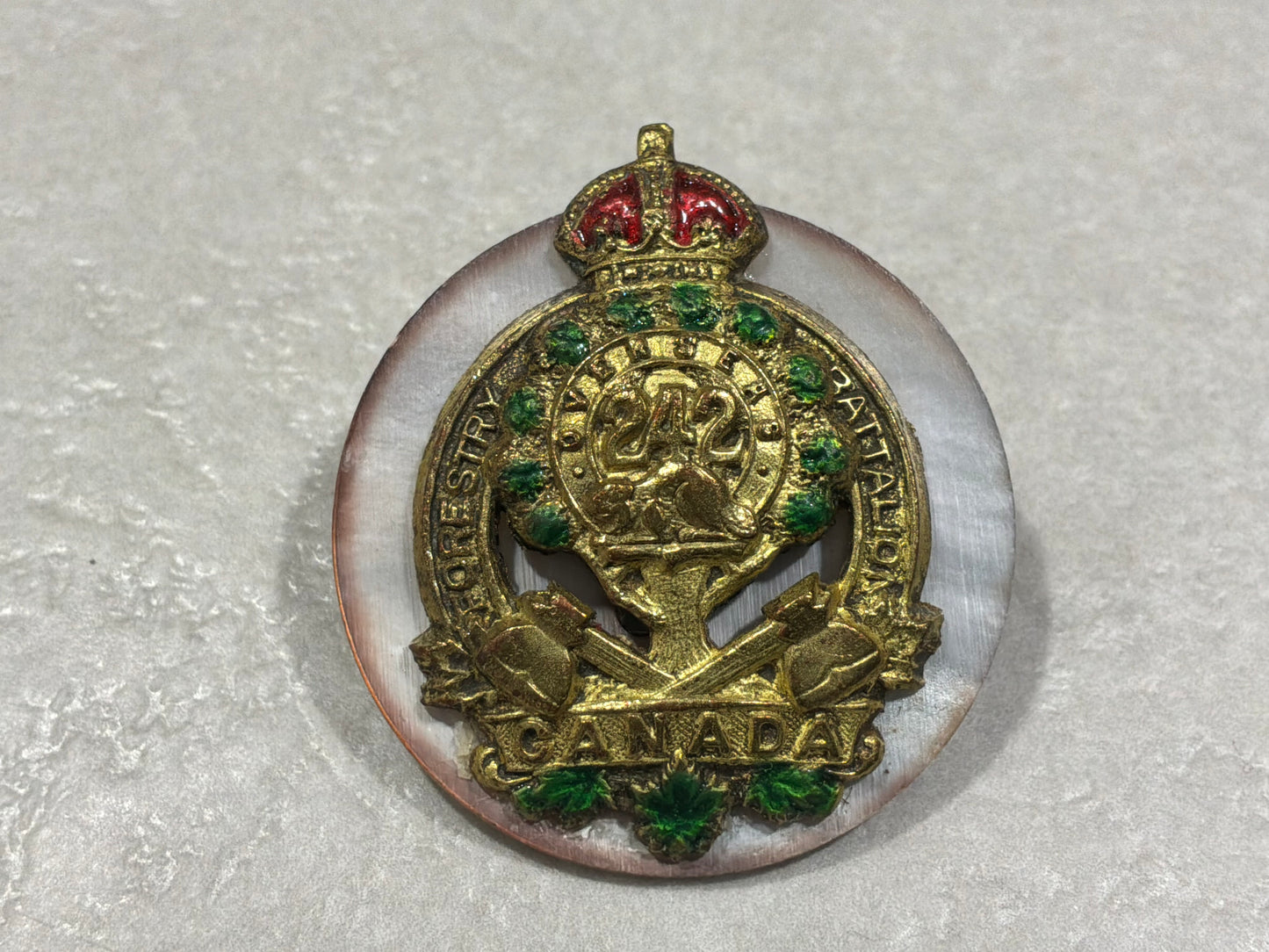 WW1 CEF 242nd Forestry Battalion sweetheart badge