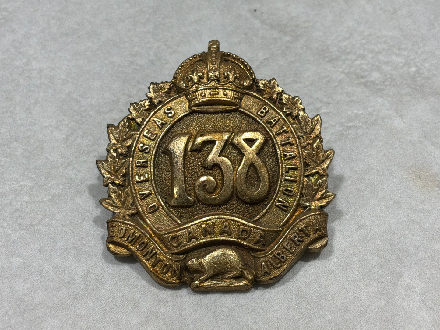 138th “Overseas” Battalion, CEF, raised in Edmonton, Alberta, sweetheart brooch