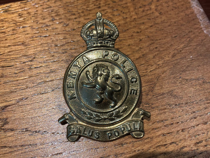 K/C Kenya Police 1st issue non-voided brass cap badge
