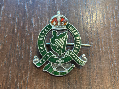 The Royal Irish Rifles, sweetheart. Solid silver dated 1912 by Phillips.