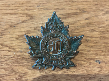 WW1 CEF 80th Battalion (Belleville) Collar Badge.