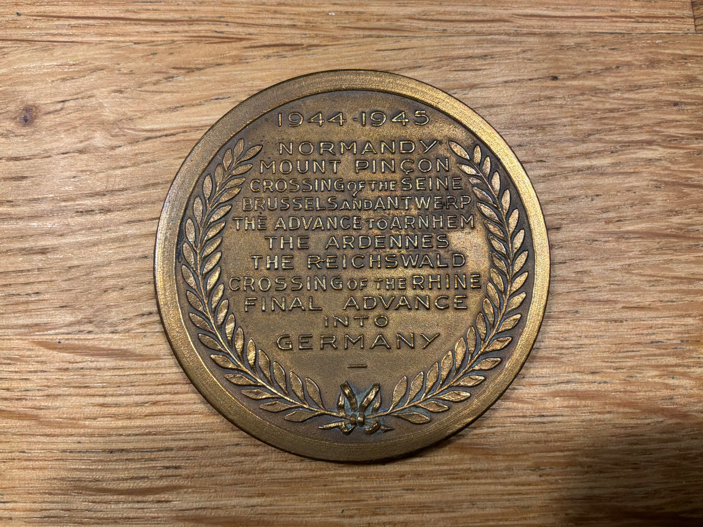 1944-1945 Belgium XXX Corps ALAMEIN CUXHAVEN Bronze Medal