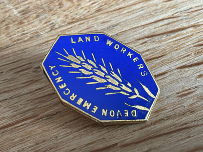 Rare WW2 Devon Emergency Land Workers lapel badge.