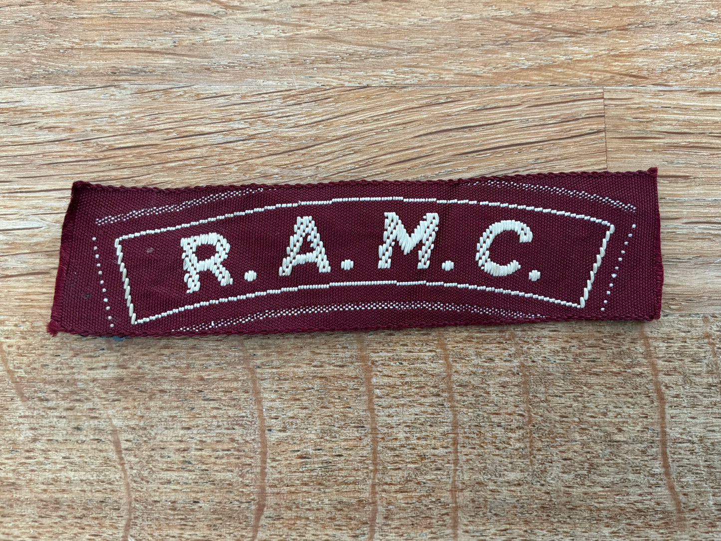 Late war Brabant weave  R.A.M.C shoulder title in great condition.