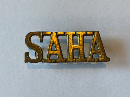 WW1 S.A.H.A (South African Heavy Artillery) brass shoulder title.
