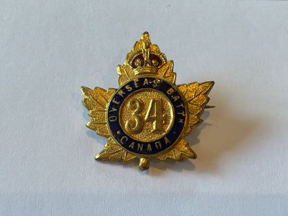 WW1 CEF 34th Infantry battalion sweetheart.