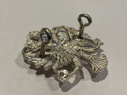 1st Queens Dragoon Guards (QDG) Officers Frosted Silver Plate Cap Badge