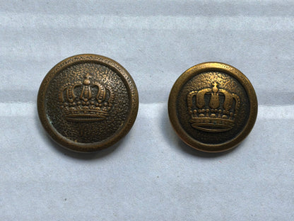 Imperial German Prussian crown brass tunic buttons, pre-1915 pattern
