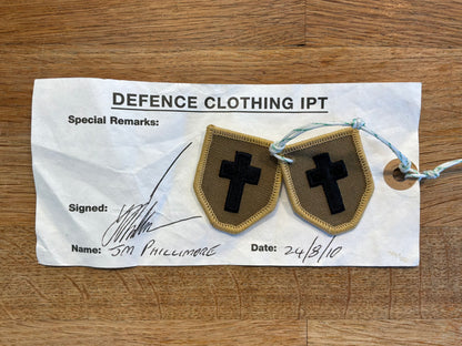 British Army chaplain's desert insignia, Circa 2010, sealed pattern.