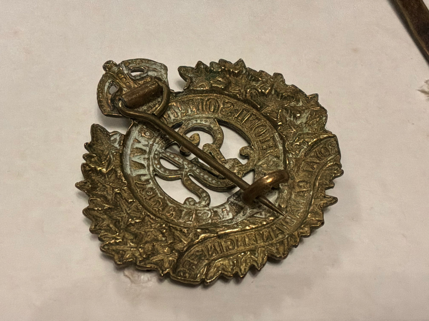 WW1 CEF Royal Canadian Engineers cap badge with rear pugri fixing.