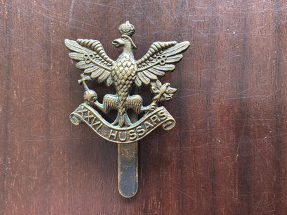 26th Hussars WW2 OR's cap badge