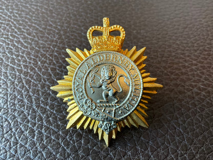 Royal Alderney Militia - Cadet Force Officer's Bi-Metal Cap badge.