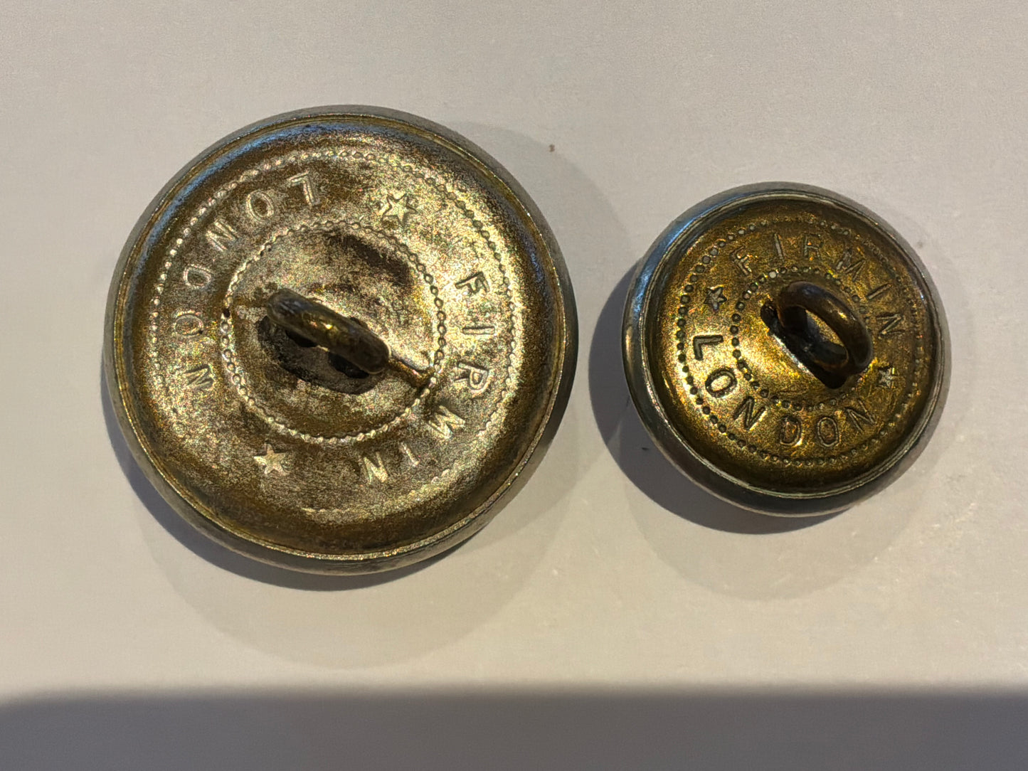 Post 1902 Trinidad Volunteers officers buttons.