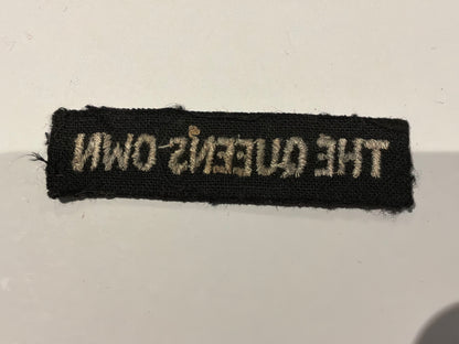 THE QUEENS OWN (565 (Mixed) Light Anti-Aircraft/Searchlight Regiment (Surrey) cloth title.