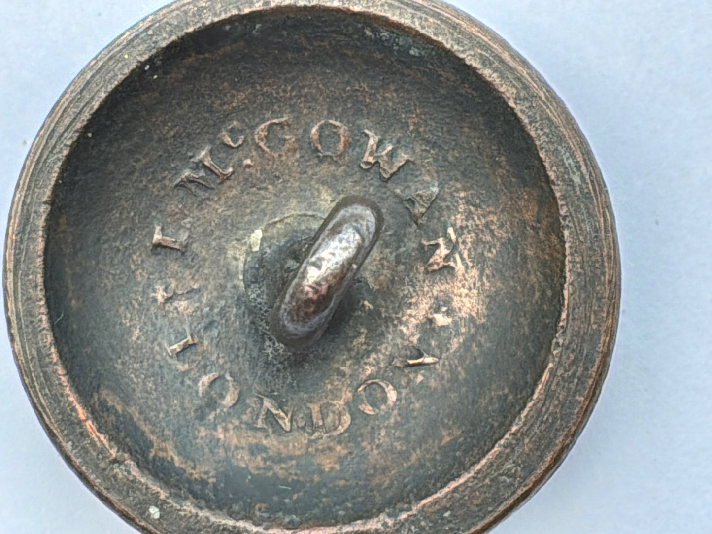 Rifle Brigade officers court dress coatee button 1816-32 by McGOWAN.