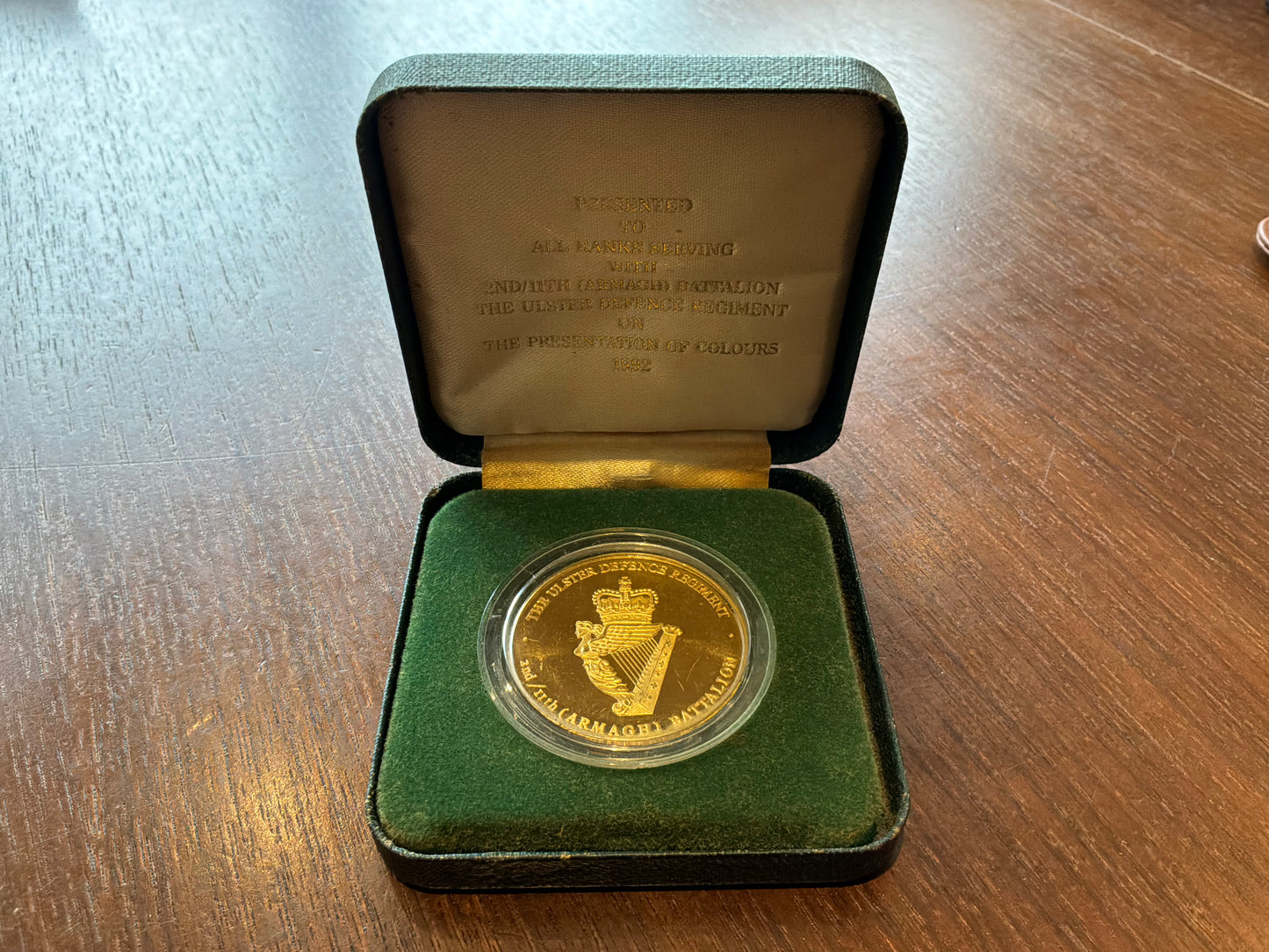 2nd/11th (County Armagh) Battalion U.D.R, 1992 boxed medallion.