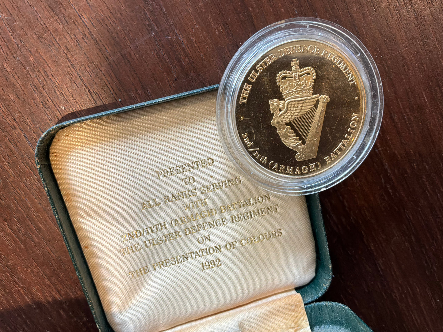 2nd/11th (County Armagh) Battalion U.D.R, 1992 boxed medallion.