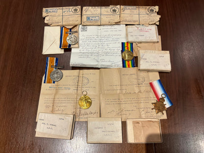 WW1 medals to the DURMAN brothers from Reading, one Gassed and D.O.W the other survived.