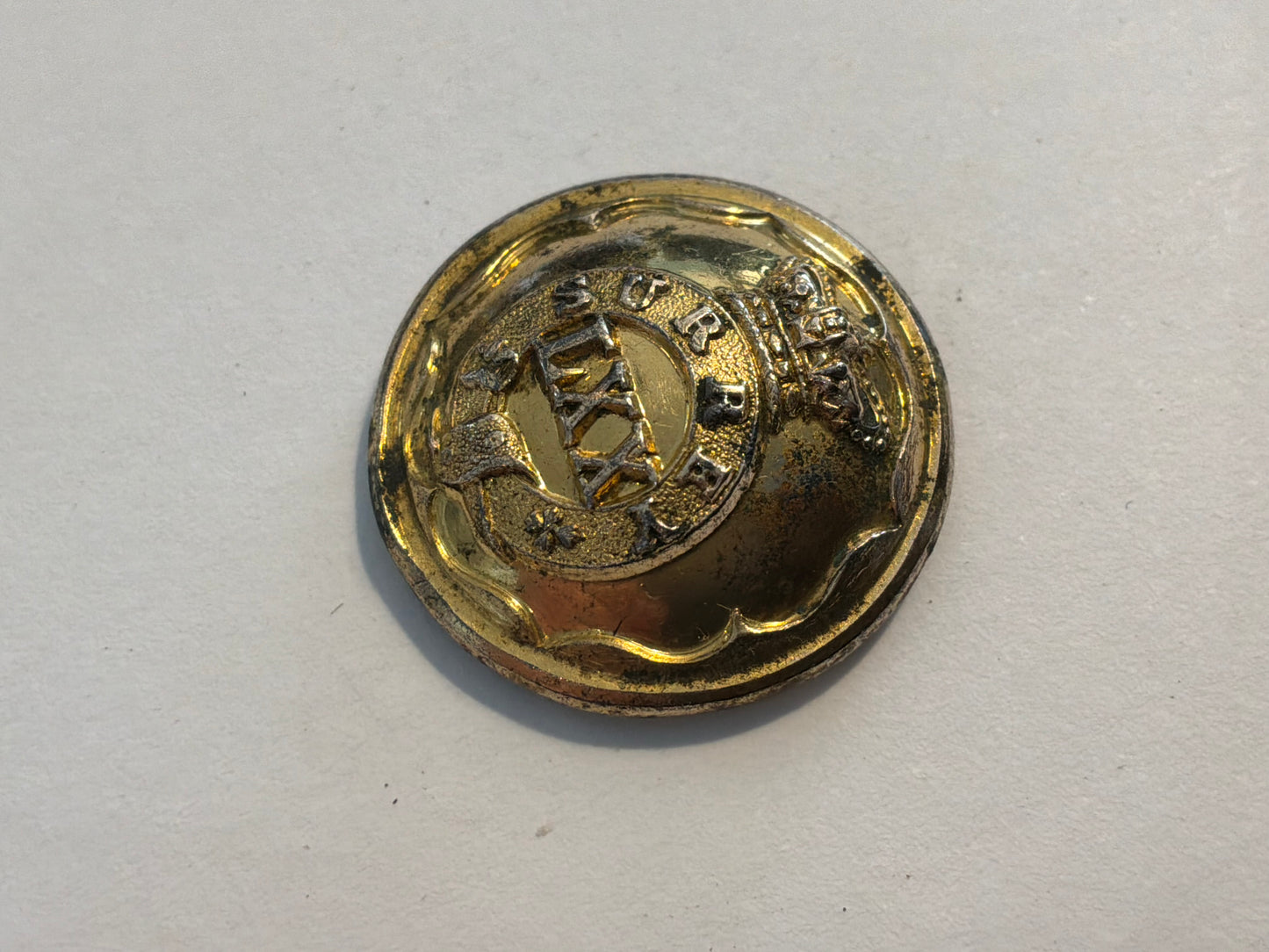 70th (Surrey) Regiment of Foot, officer's large gilt button circa 1840-1875.