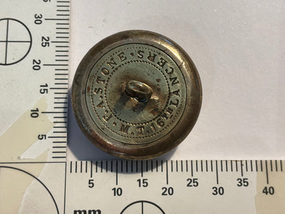 Q.V.C 16th The Queens Lancers large 25mm button by rare maker, worn circa 1861-1902.