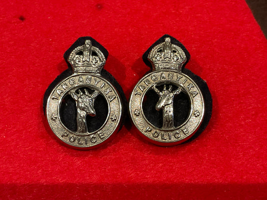 Pre 1952 K/C Tanganyika Police collar badges