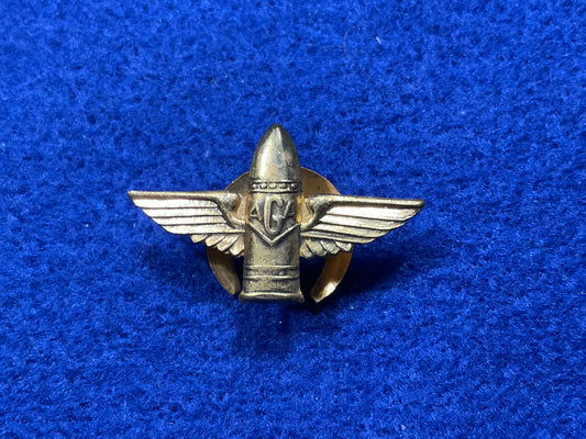 R.A.F Air Gunners Association winged bulletin lapel badge