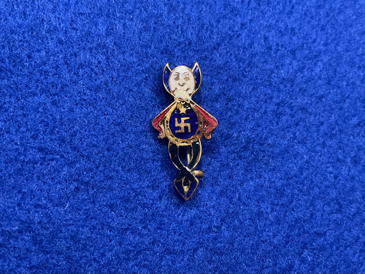 Victorian/Edwardian ‘Lucky Devil’ or ‘Lucky Imp’ enamel swastika badge