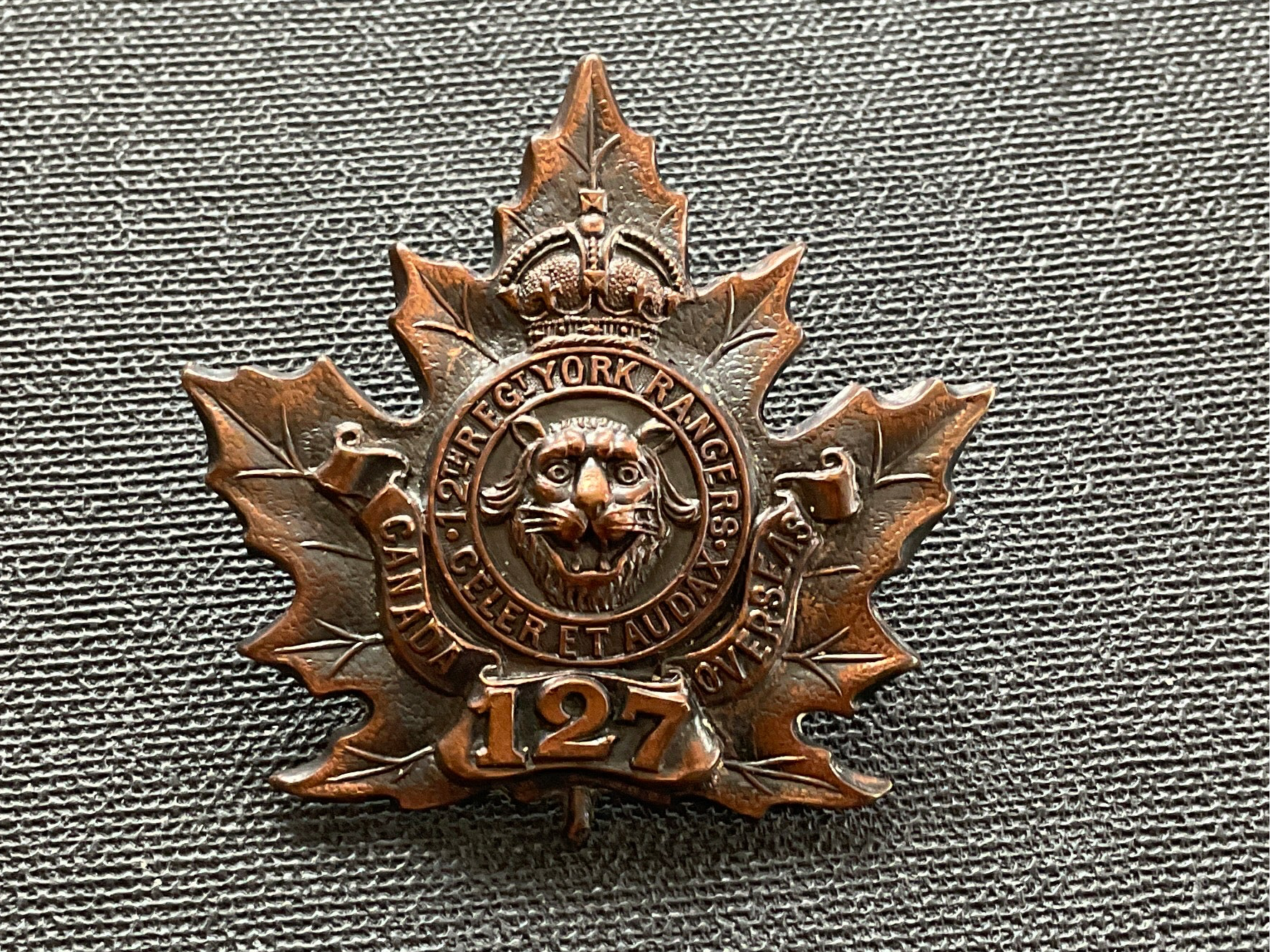 Gradia Militaria -  WW1 CEF 127th Infantry Battalion cap badge