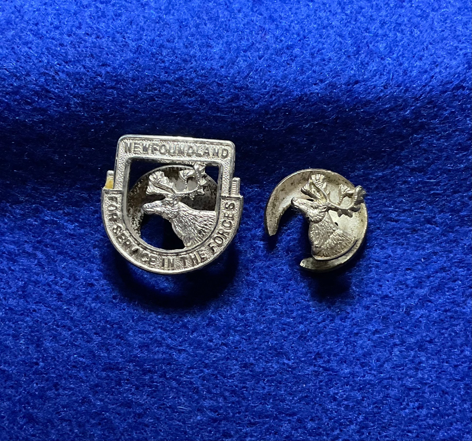 WW2 Newfoundland For Service in The Forces lapel badges front