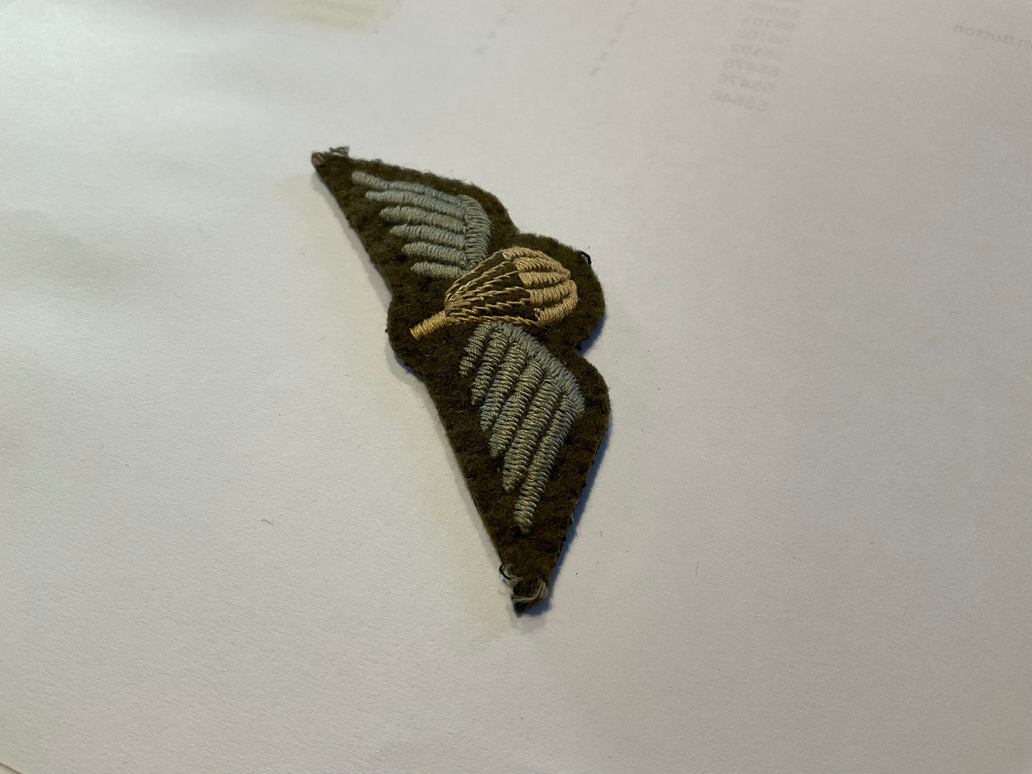 WW2 padded British Parachute qualification wings