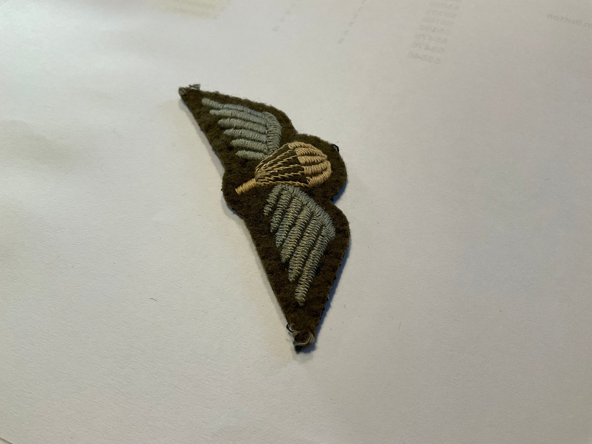WW2 padded British Parachute qualification wings
